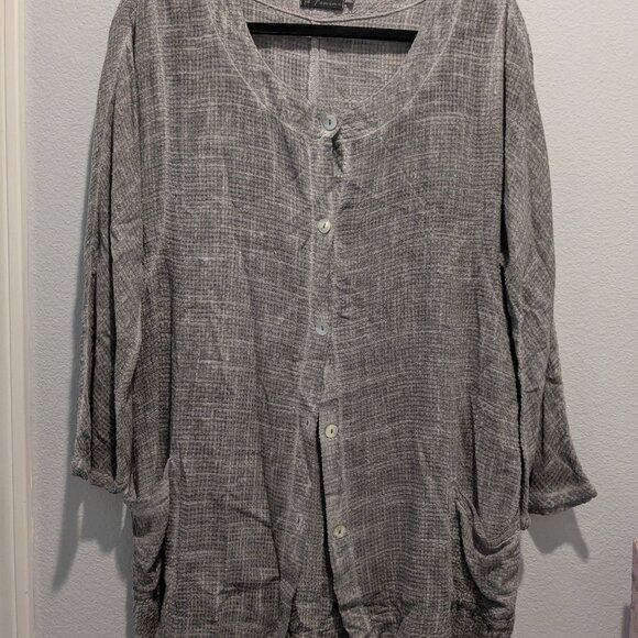 Fenini Button-Up Gray Tunic or Light Jacket - Medium - Picture 1 of 8